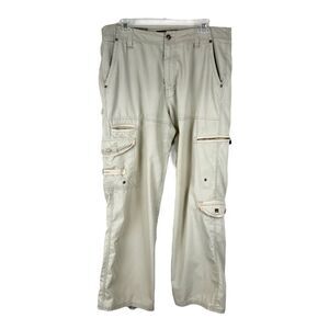 Micros Cargo Pants Men 34 Khaki Beige Vintage Y2K Lightweight Straight Leg